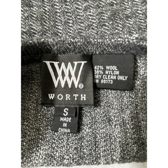W By Worth Womens Pullover Sweater Size Small V Neck Herringbone Wool Blend Gray - Picture 7 of 8